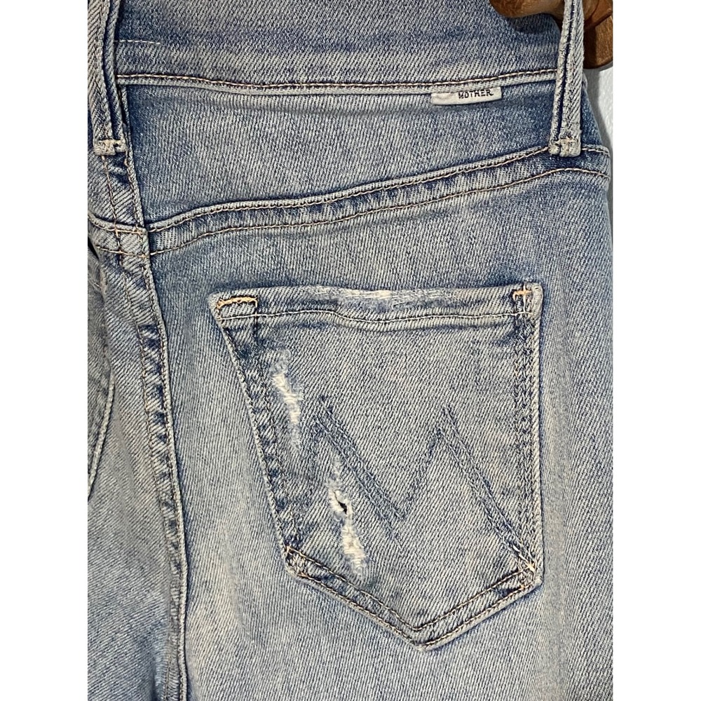 Mother Rascal Ankle Snippet Blast From Past Striaght Mid Distress Light Wash 23 - Picture 5 of 10